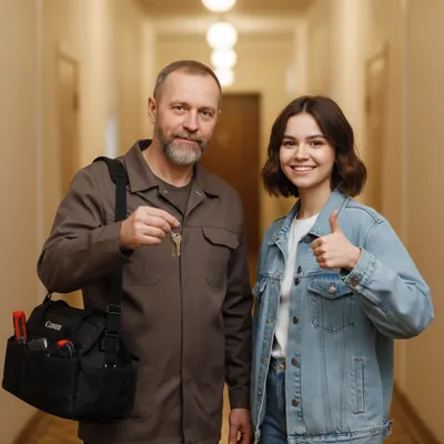 Мастер после замены замка у клиентки