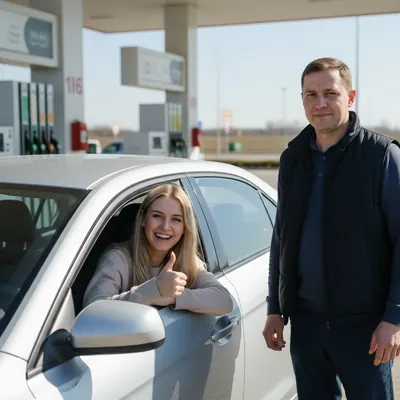 Клиентка у машины после вскрытия замка